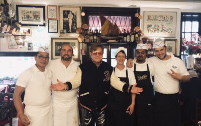 Elton John at the restaurant da Ivo